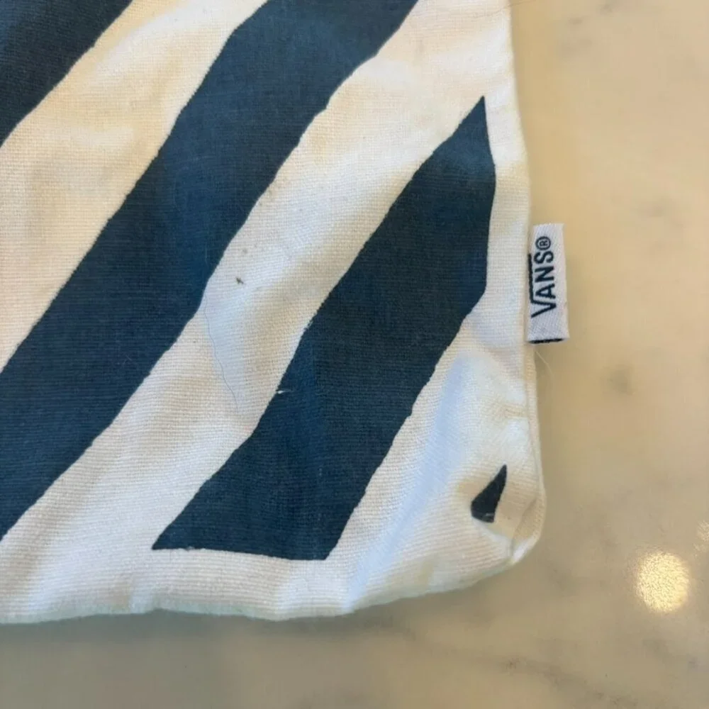 Vans White and Navy Striped Cinch Customizable Bag
